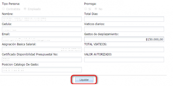 Liquidación de Viáticos